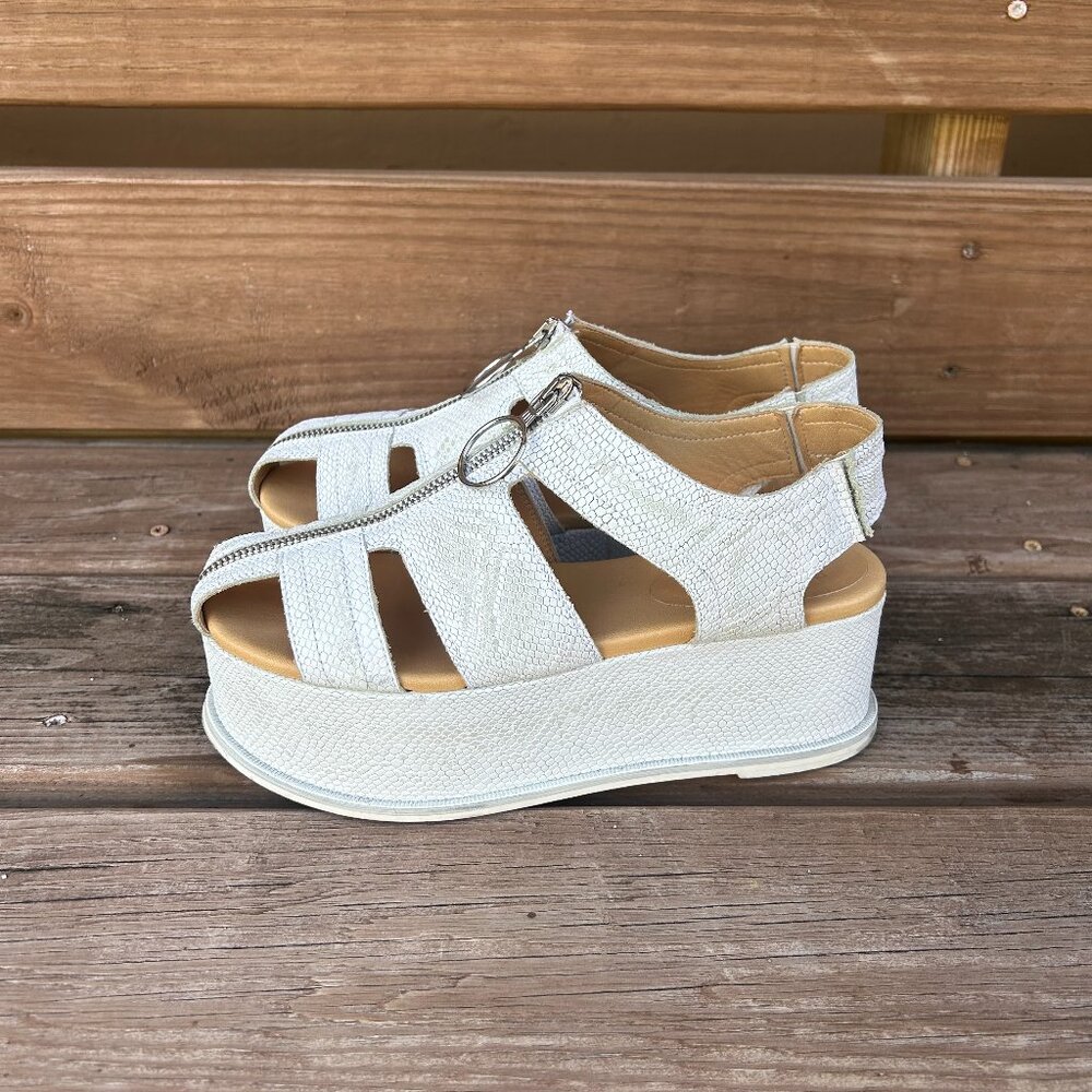 MM6 Maison Margiela Platform Sole Sandals Zip Up Women's Size 37 White
